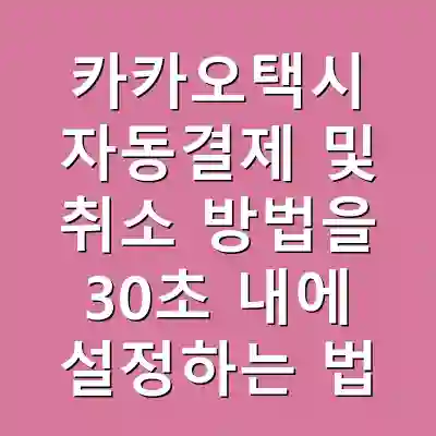 카카오택시 자동결제 및 취소 방법을 30초 내에 설정하는 법