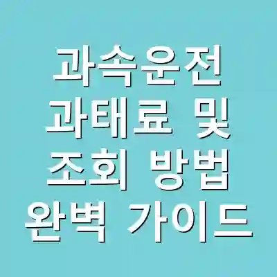 과속운전 과태료 및 조회 방법 완벽 가이드