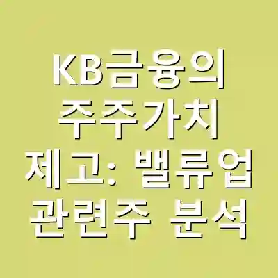 KB금융의 주주가치 제고: 밸류업 관련주 분석