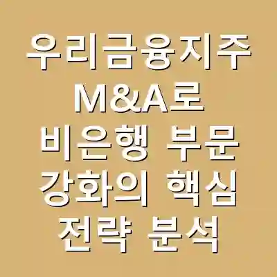 우리금융지주 M&A로 비은행 부문 강화의 핵심 전략 분석