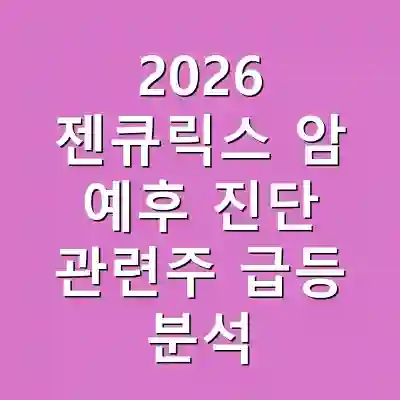2026 젠큐릭스 암 예후 진단 관련주 급등 분석