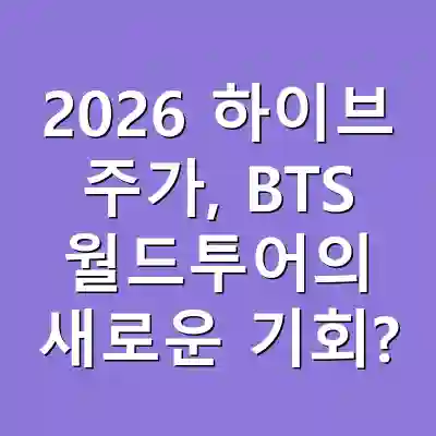 2026 하이브 주가, BTS 월드투어의 새로운 기회?