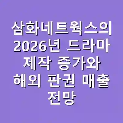 삼화네트웍스의 2026년 드라마 제작 증가와 해외 판권 매출 전망