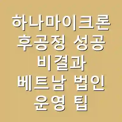 하나마이크론 후공정 성공 비결과 베트남 법인 운영 팁