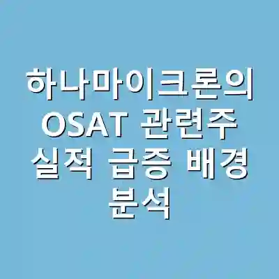 하나마이크론의 OSAT 관련주 실적 급증 배경 분석