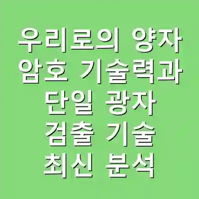 우리로의 양자 암호 기술력과 단일 광자 검출 기술 최신 분석