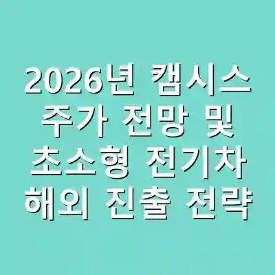 2026년 캠시스 주가 전망 및 초소형 전기차 해외 진출 전략